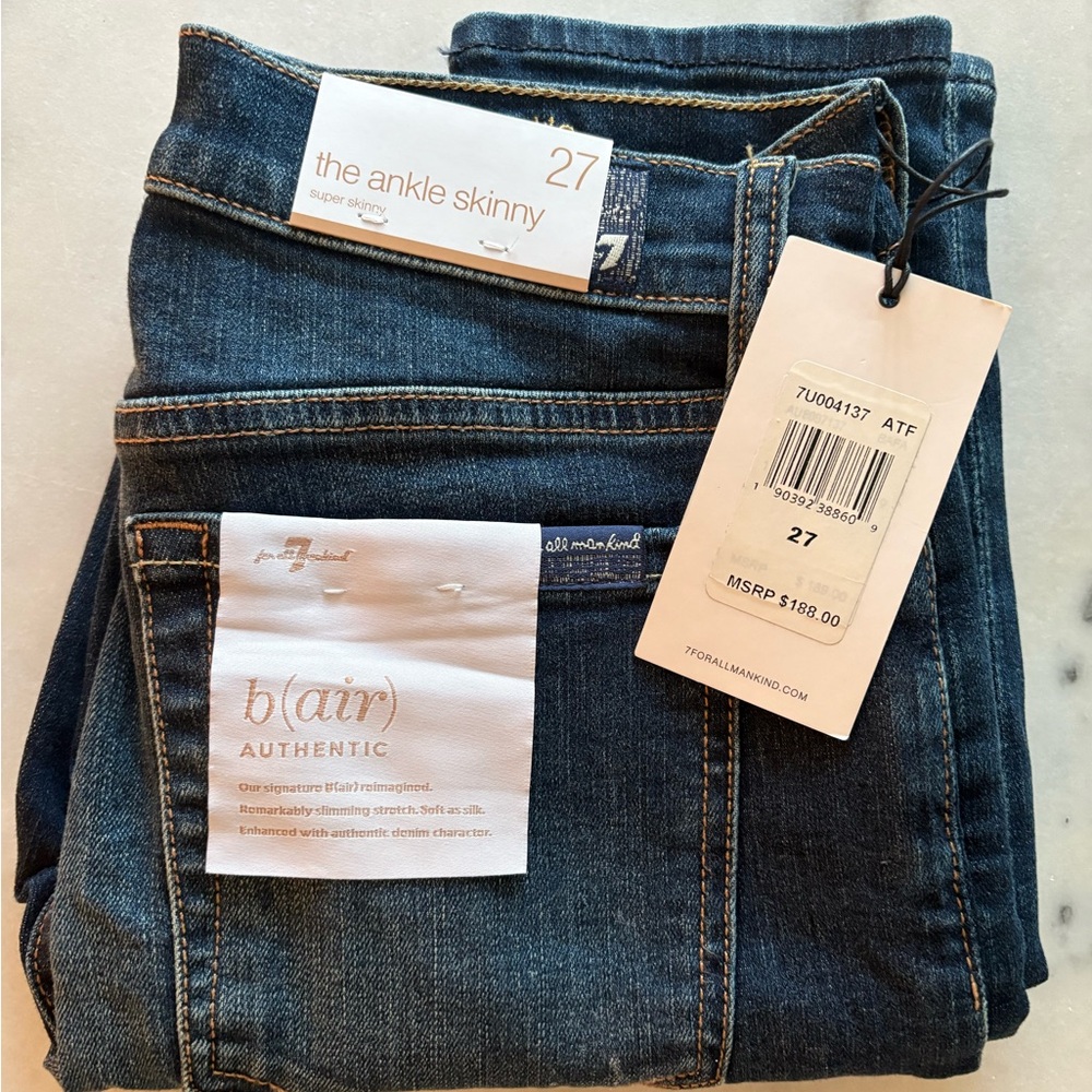 7 For All Mankind Dark Blue Ankle Skinny Jeans